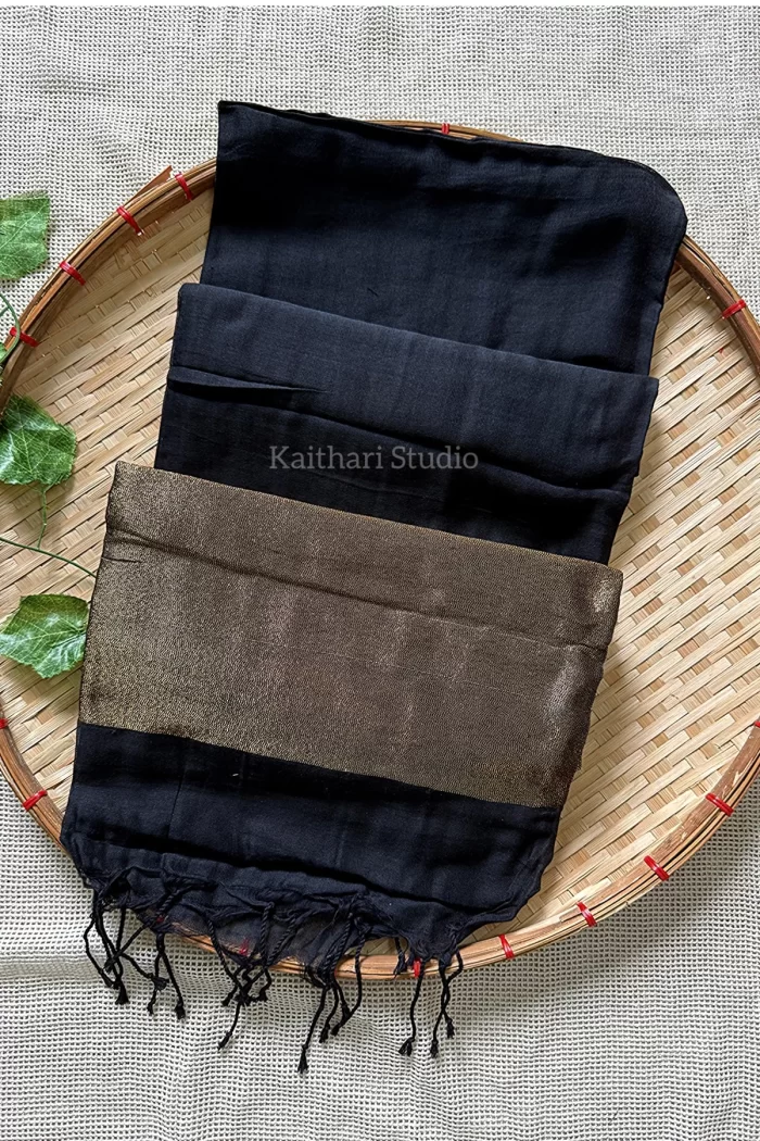 Nayanthra inspired zari pallu saree - Black - <span>KS031</span>