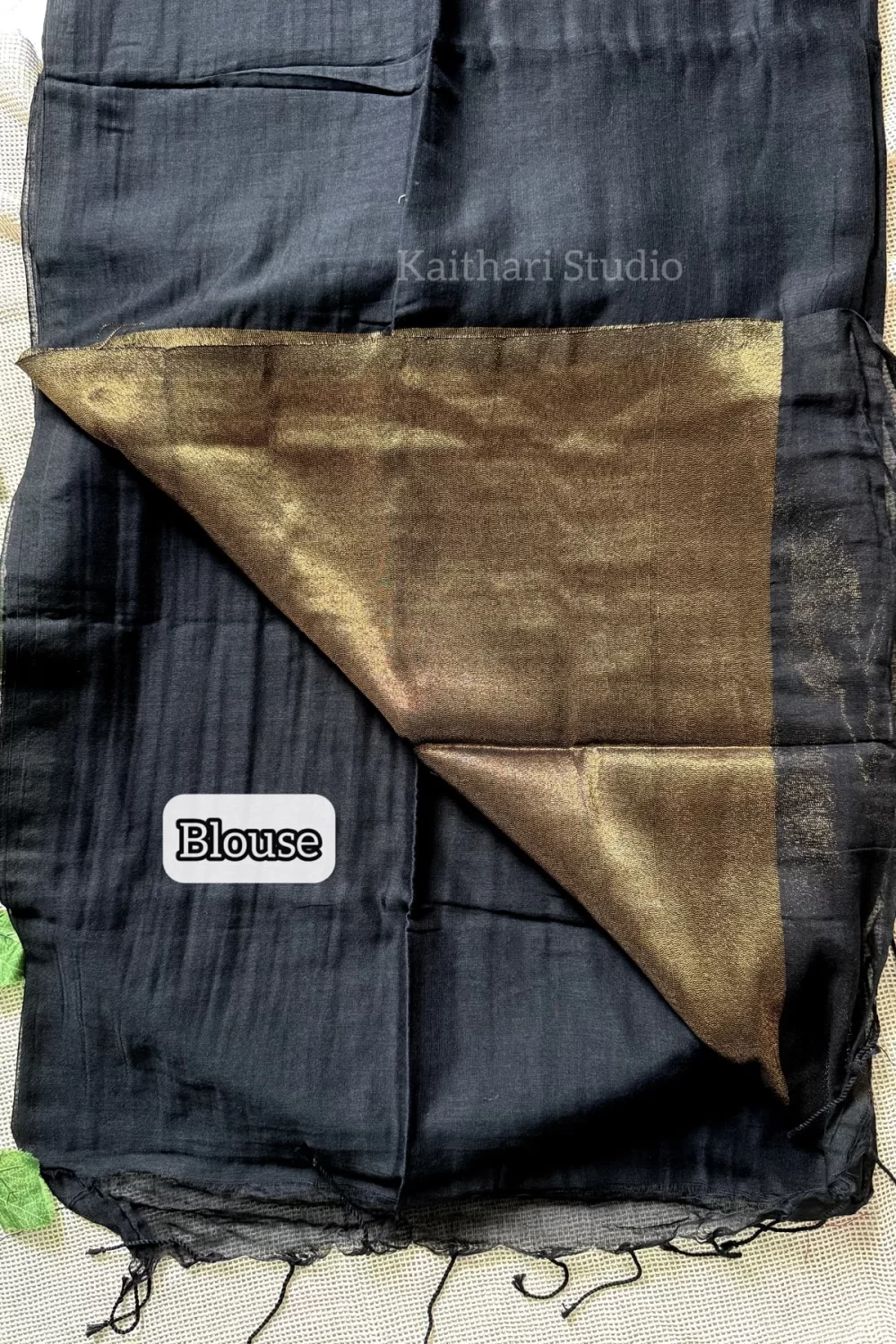 Nayanthra inspired zari pallu saree - Black - <span>KS031</span> - Image 3