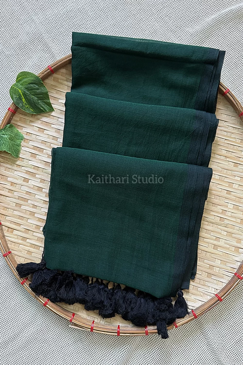 Bottle Green Plain Mul Cotton- <span>KS051</span> - Image 2