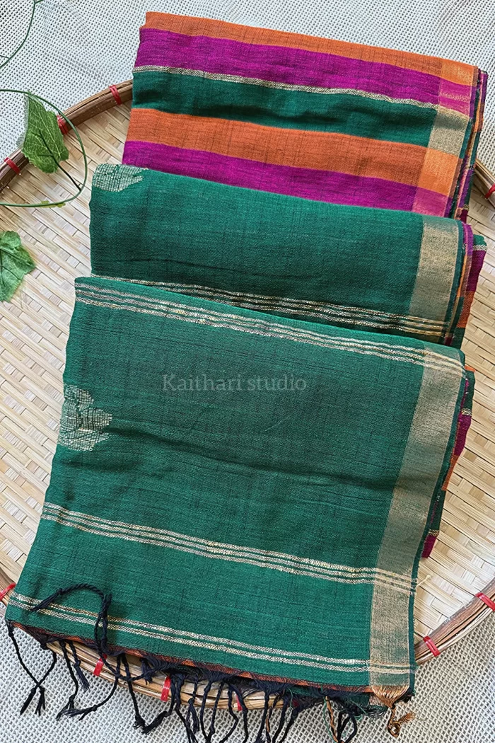 Linen Stripes- Green with Orange - <span>KS009</span>