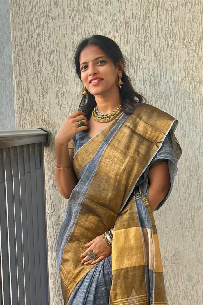 Nadhiya and Jyothika Inspited Linen Saree - <span>KS010</span>