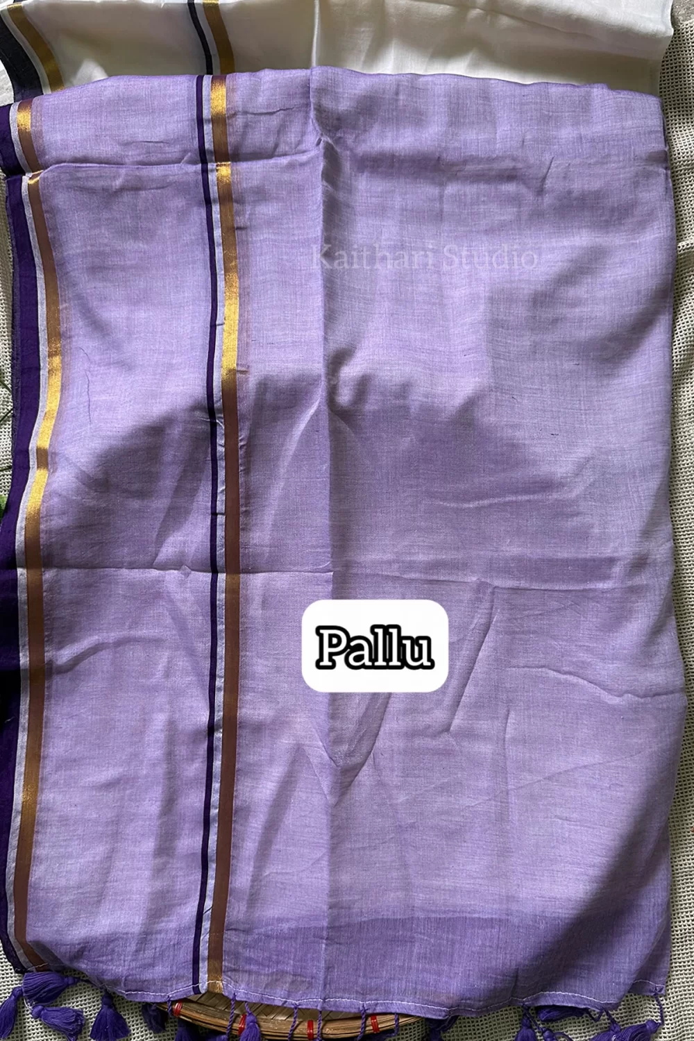 Onam Special Mul Cotton - Lavender- KS048 - Image 2
