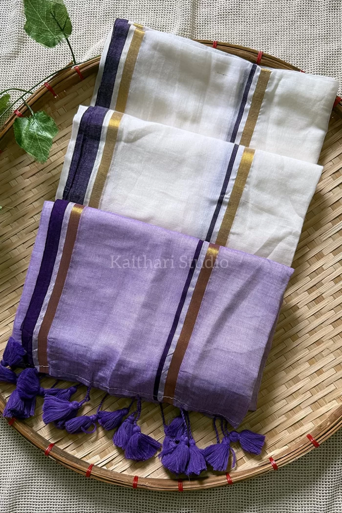 Onam Special Mul Cotton - Lavender- KS048