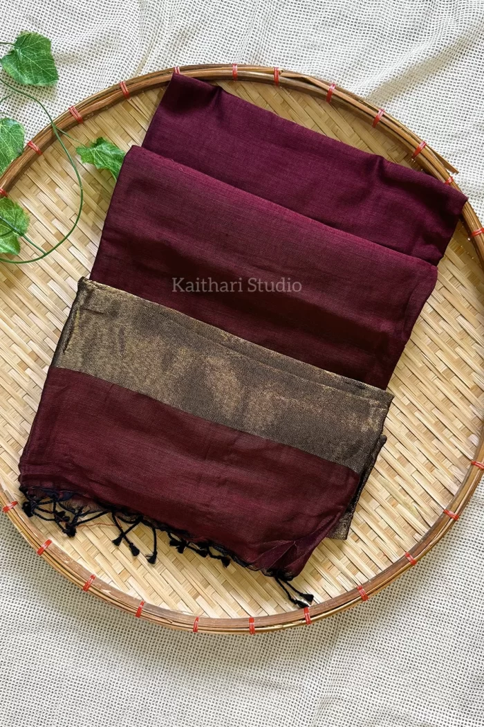 Nayanthra inspired zari pallu saree - Maroon -<span>KS028</span>