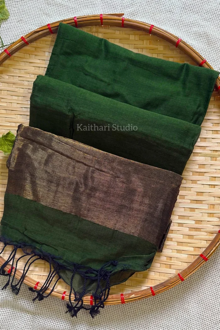 Nayanthra inspired zari pallu saree - Green - <span>KS027</span>