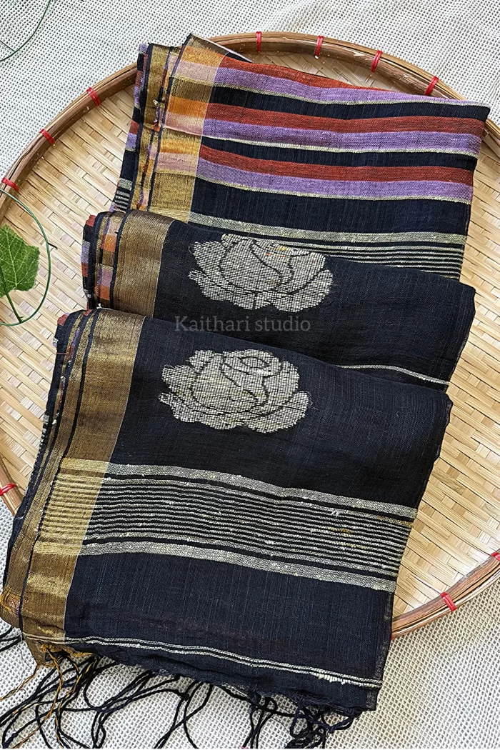 Linen Stripes - Purple with Black - <span>KS008</span>