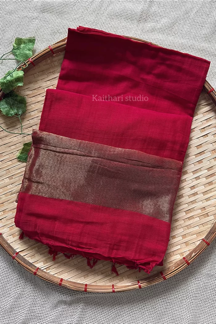 Nayanthra inspired zari pallu saree -Red - <span>KS030</span>