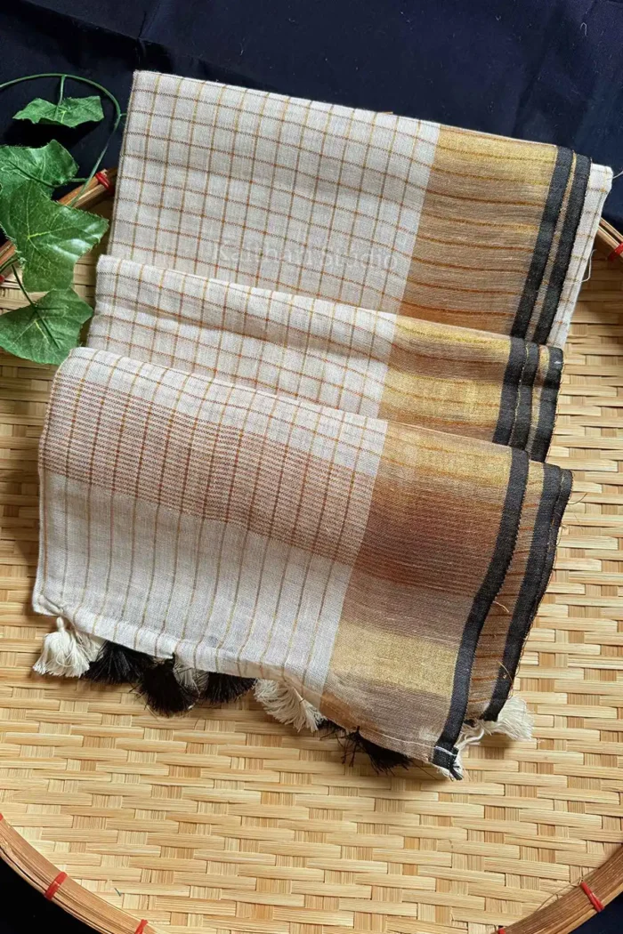 Onam Special Linen Checked - Black - KS068