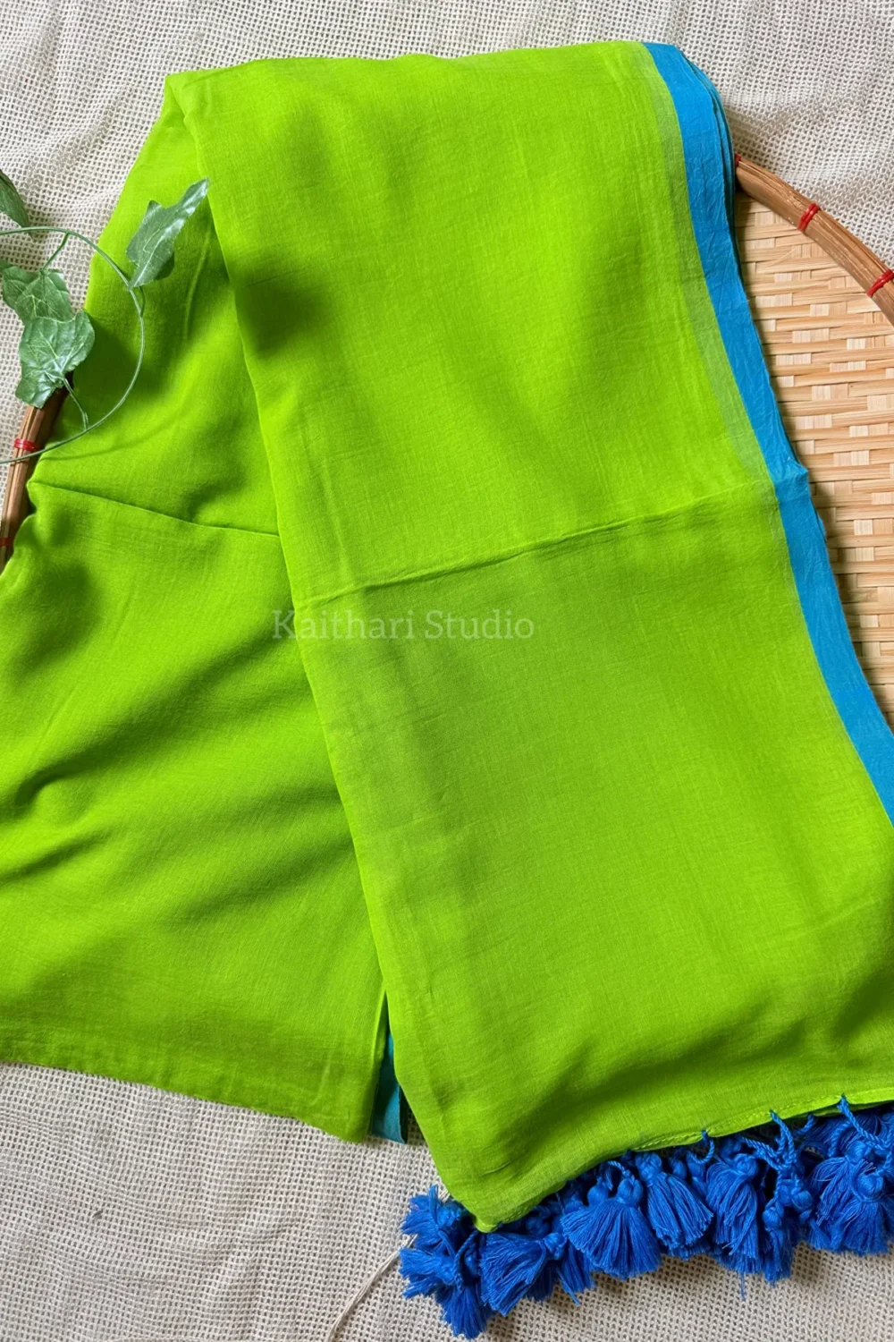 Florescent green plain mul cotton – <span>KS069</span> - Image 3