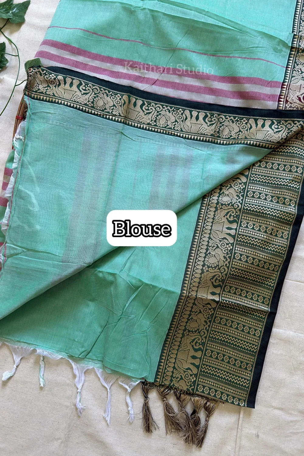 Narayanpet Big border – Pista Green - <span>KS081</span> - Image 3
