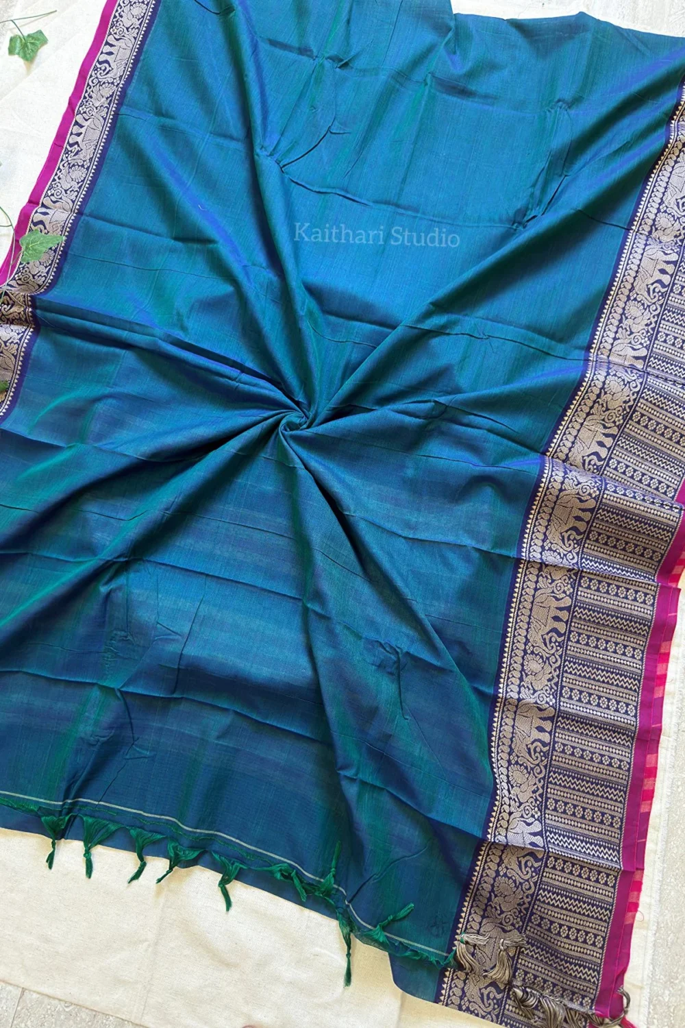 Narayanpet Big border – Peacock Green - <span>KS076</span> - Image 3