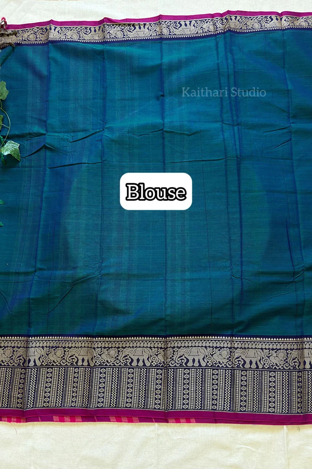 Narayanpet Big border – Peacock Green - <span>KS076</span> - Image 4