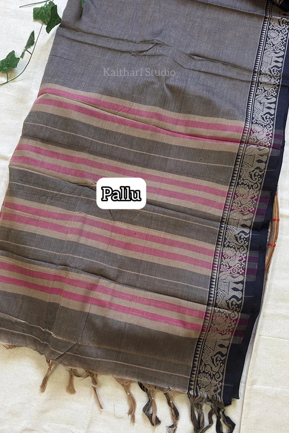 Narayanpet Big border – Elephant Grey - <span>KS077</span> - Image 2