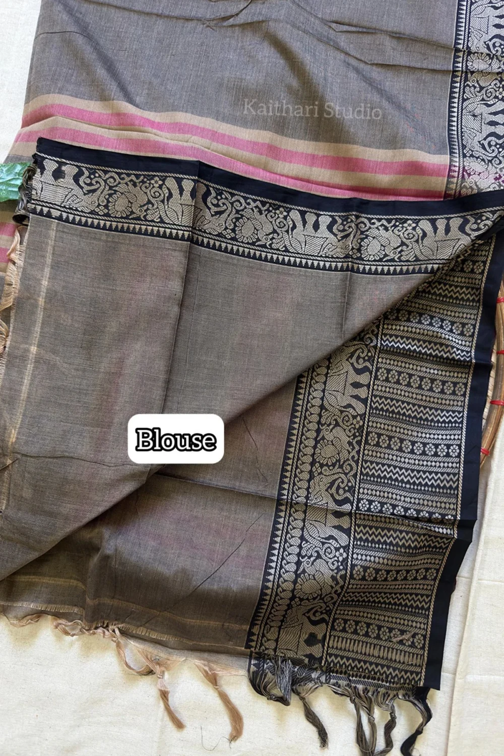 Narayanpet Big border – Elephant Grey - <span>KS077</span> - Image 3