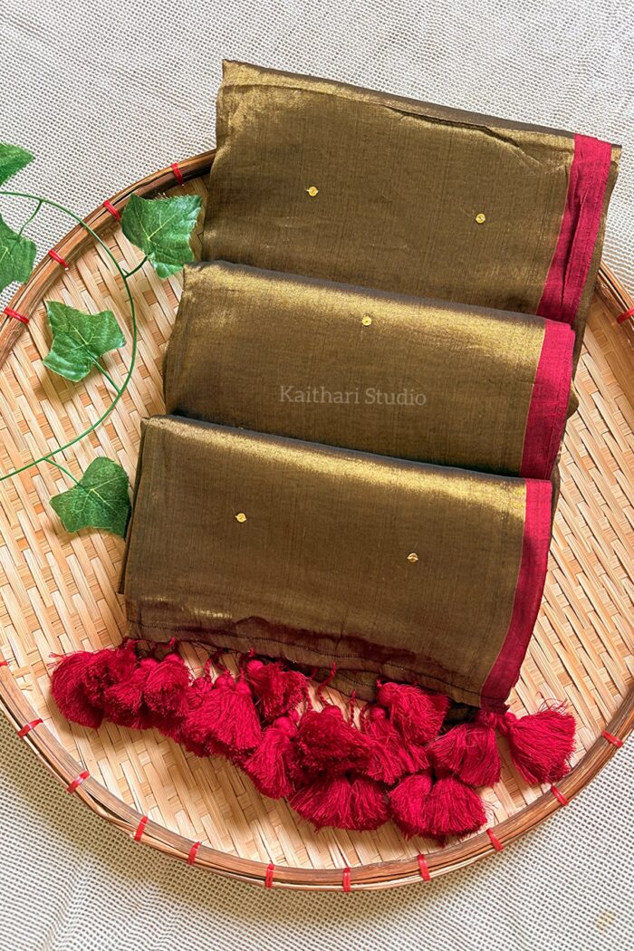 Premium Quality Tissue Saree - Antique Gold - KS075