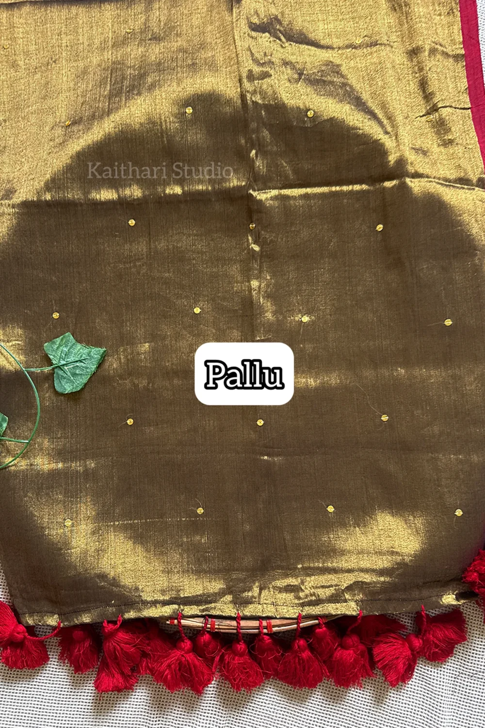 Premium Quality Tissue Saree - Antique Gold - KS075 - Image 2