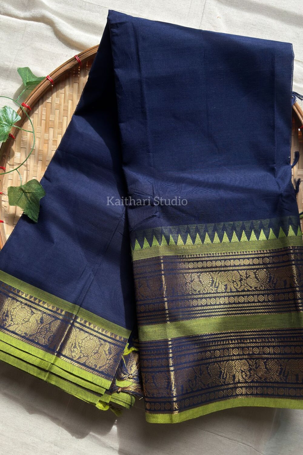 Chettinad Cotton - Navy Blue - KS087 - Image 2