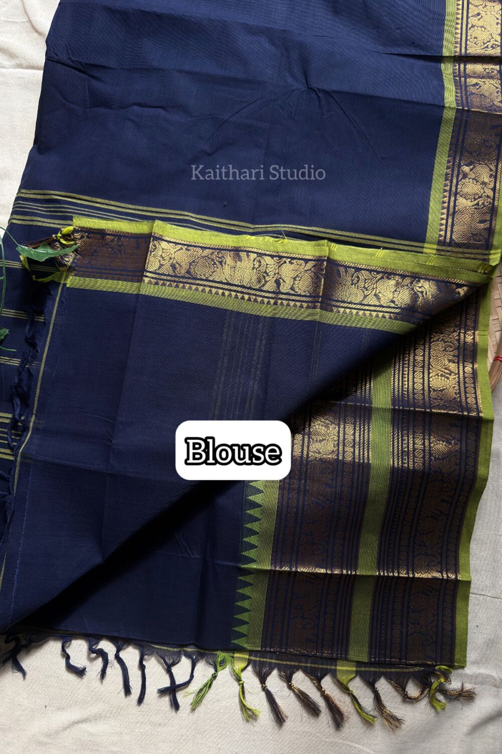 Chettinad Cotton - Navy Blue - KS087 - Image 4