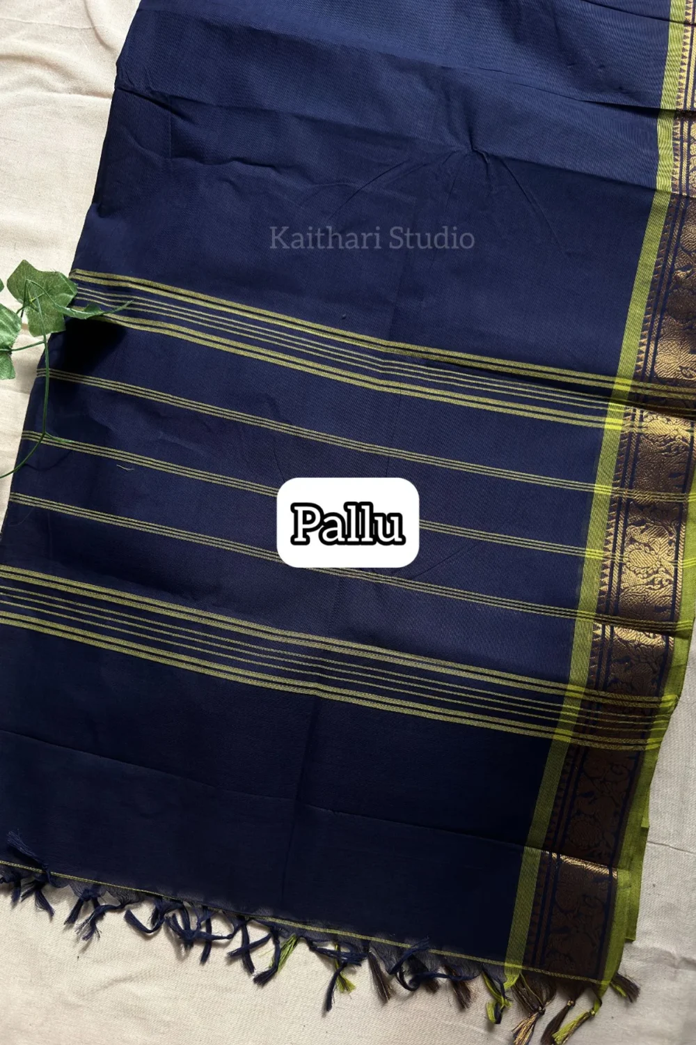 Chettinad Cotton - Navy Blue - KS087 - Image 3