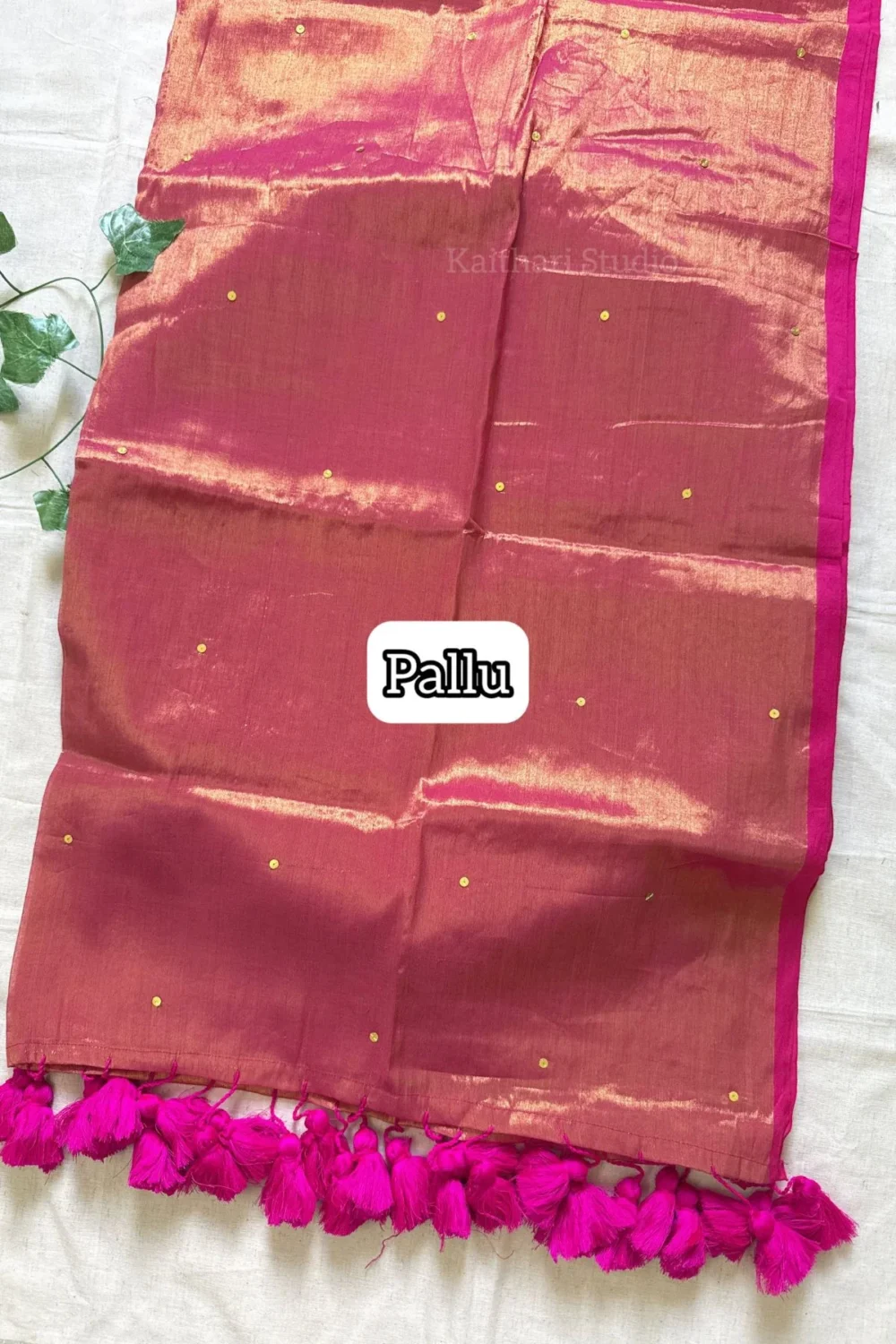 Premium Quality Tissue Saree – Pink dual tone - <span>KS088</span> - Image 3