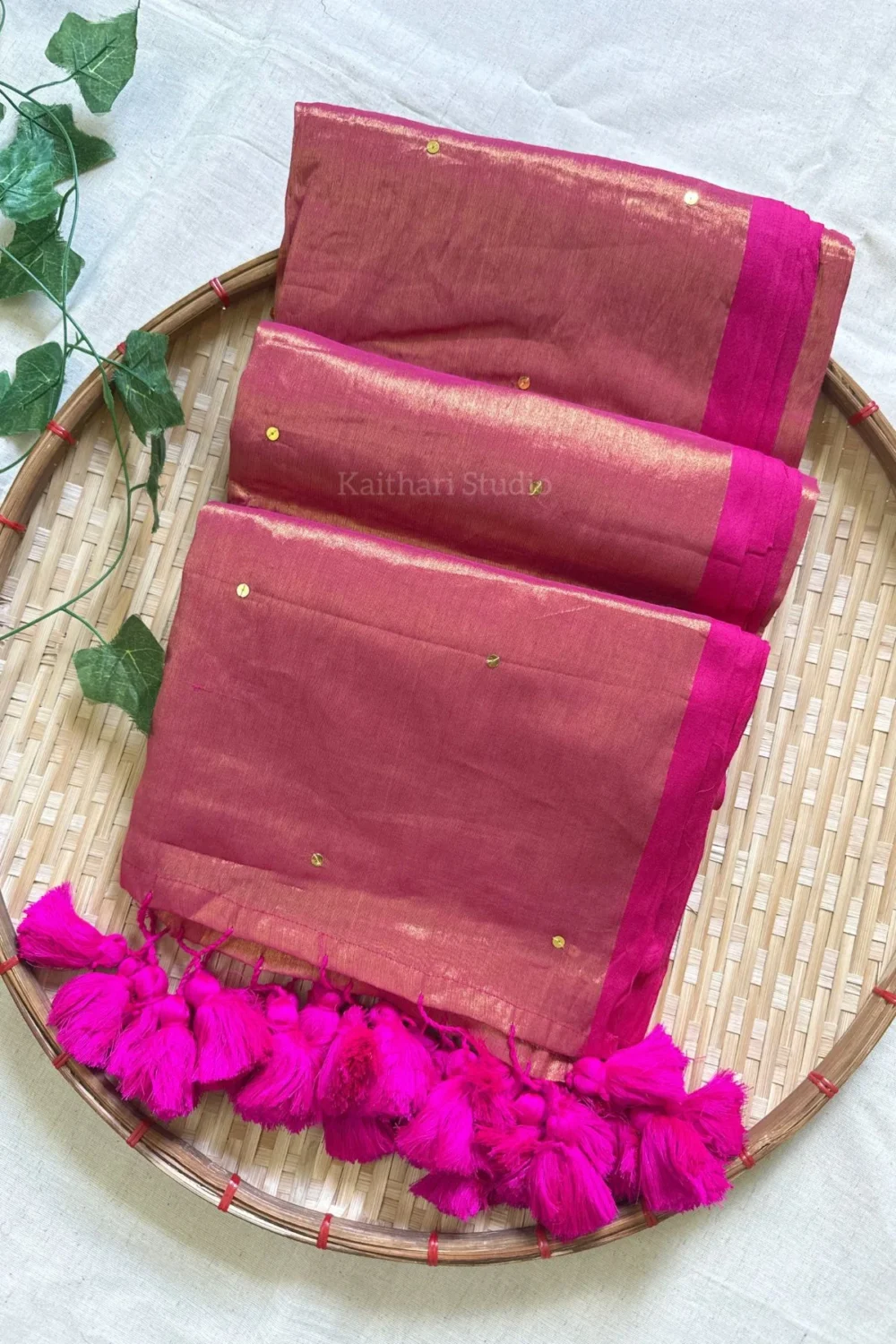Premium Quality Tissue Saree – Pink dual tone - <span>KS088</span>