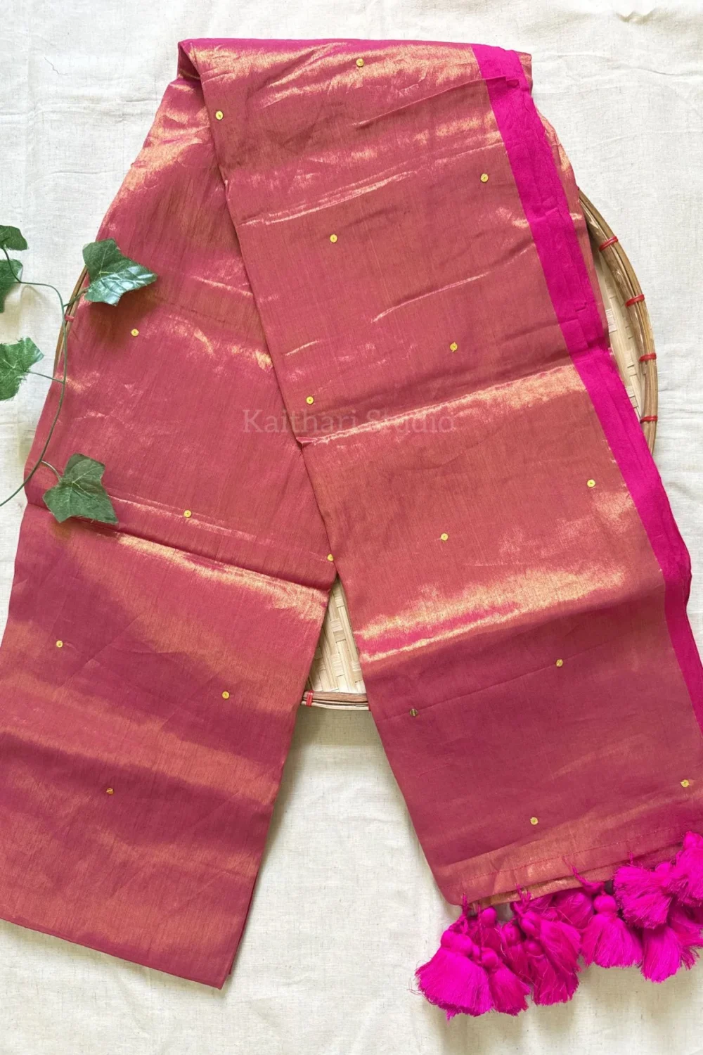 Premium Quality Tissue Saree – Pink dual tone - <span>KS088</span> - Image 2