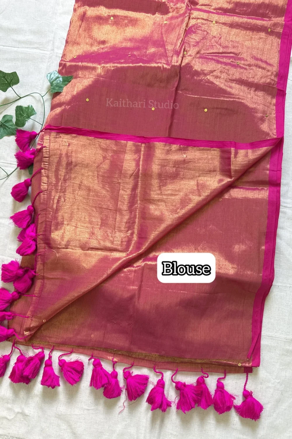 Premium Quality Tissue Saree – Pink dual tone - <span>KS088</span> - Image 4