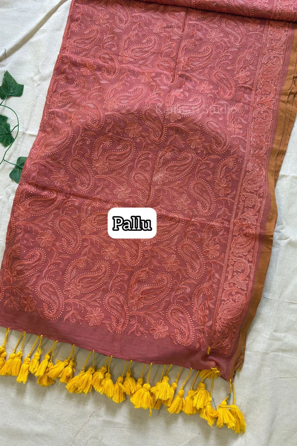 Peach - Chikankari Hand Embroidery Mul Cotton Unstitched Kurta Material  32