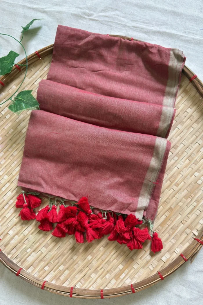 Brick Plain Mul Cotton Saree <span>KS121</span>