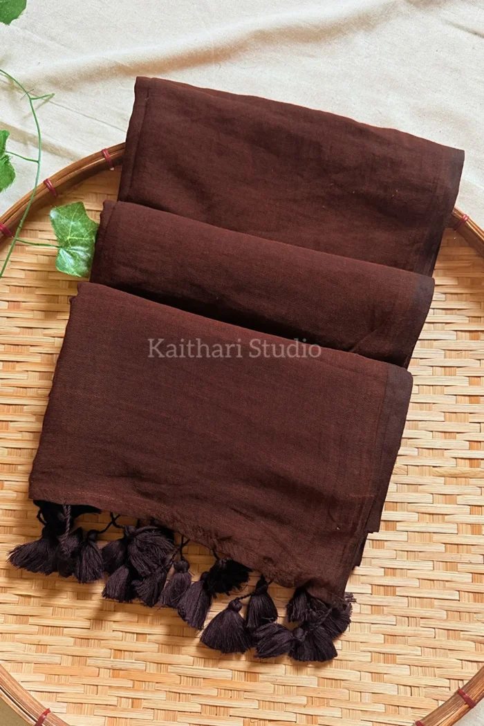 Brown Plain Mul Cotton Saree <span>KS124</span>