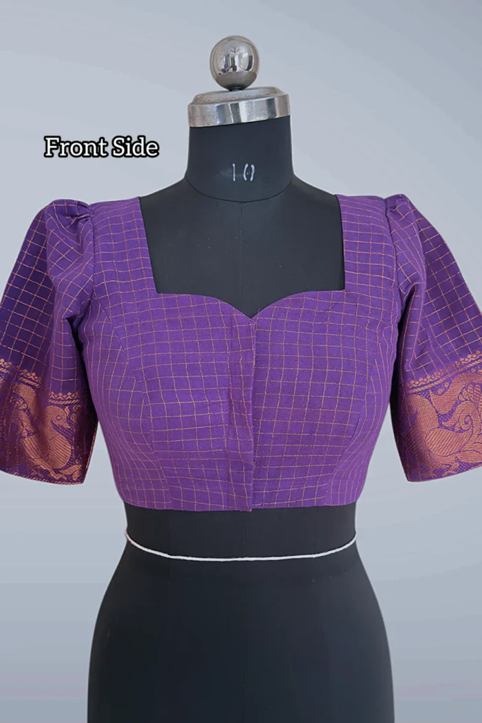 Sungudi Cotton Readymade Blouse – Purple - KS146