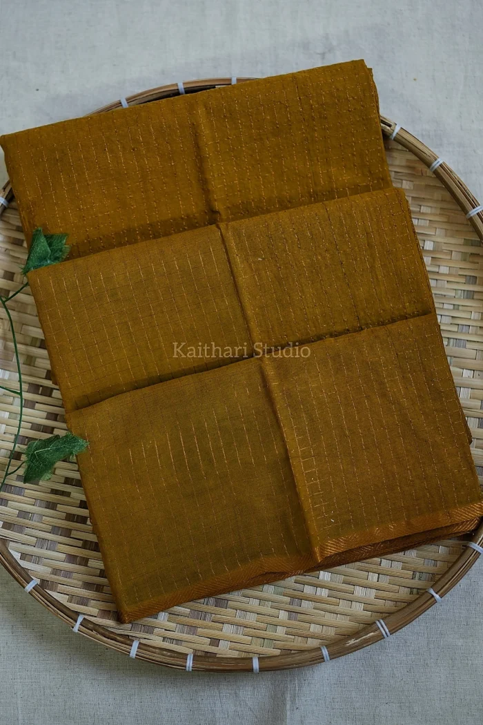 Sungudi Cotton Saree – Mustard – KS161