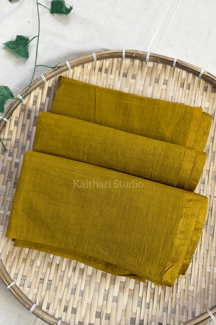 Sungudi Cotton Saree – Mustard – KS161