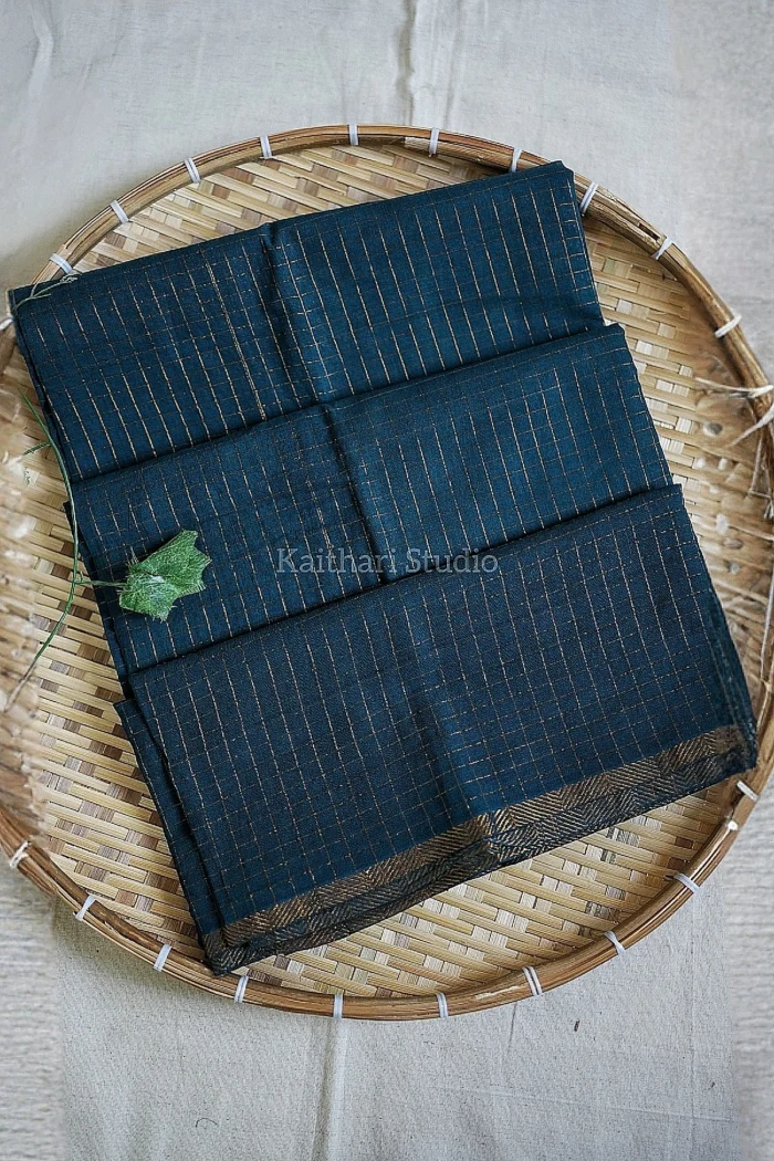 Sungudi Cotton Saree – Peacock green – KS159