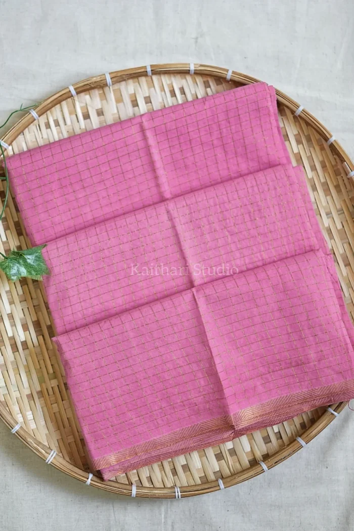 Sungudi Cotton Saree – Rose Milk – KS160