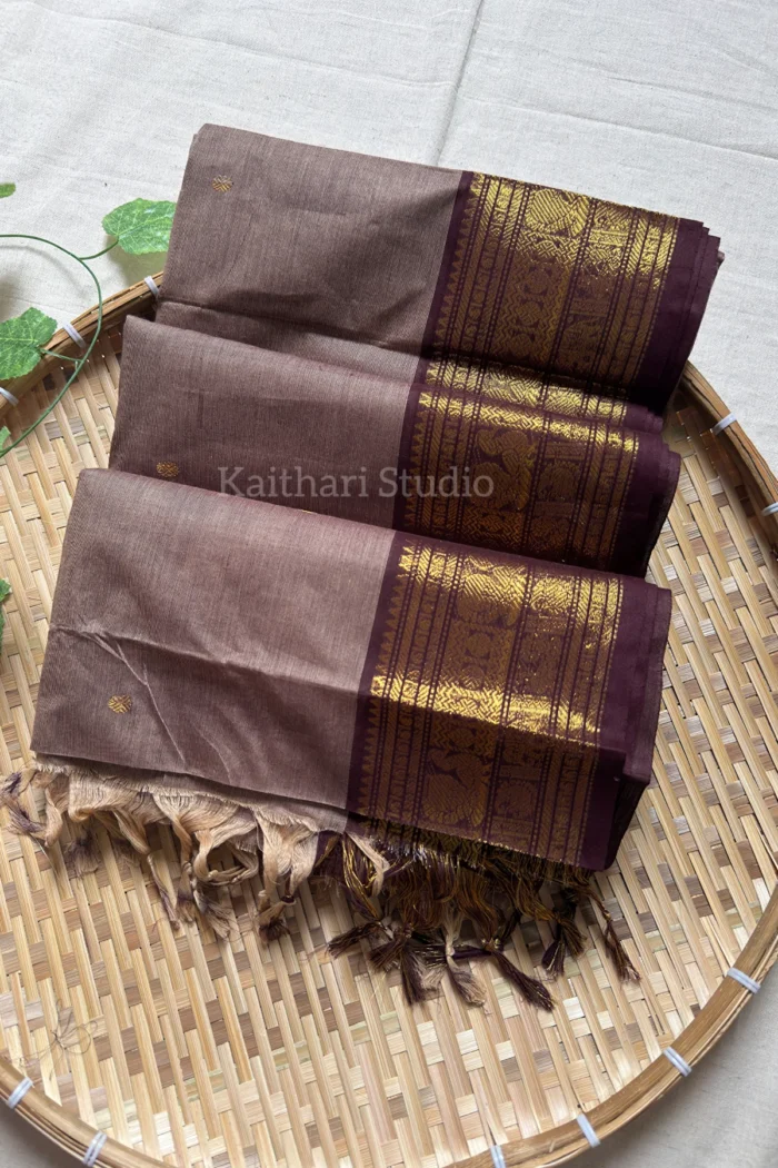 Rich Pallu Chettinad Cotton  – Mauve Brown – KS177